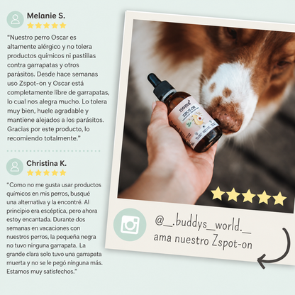 Zpot-on clásico para perros contra garrapatas, pulgas, ácaros y mosquitos