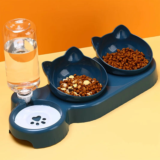 Comedero 3 en 1 con Bebedero para Gatos