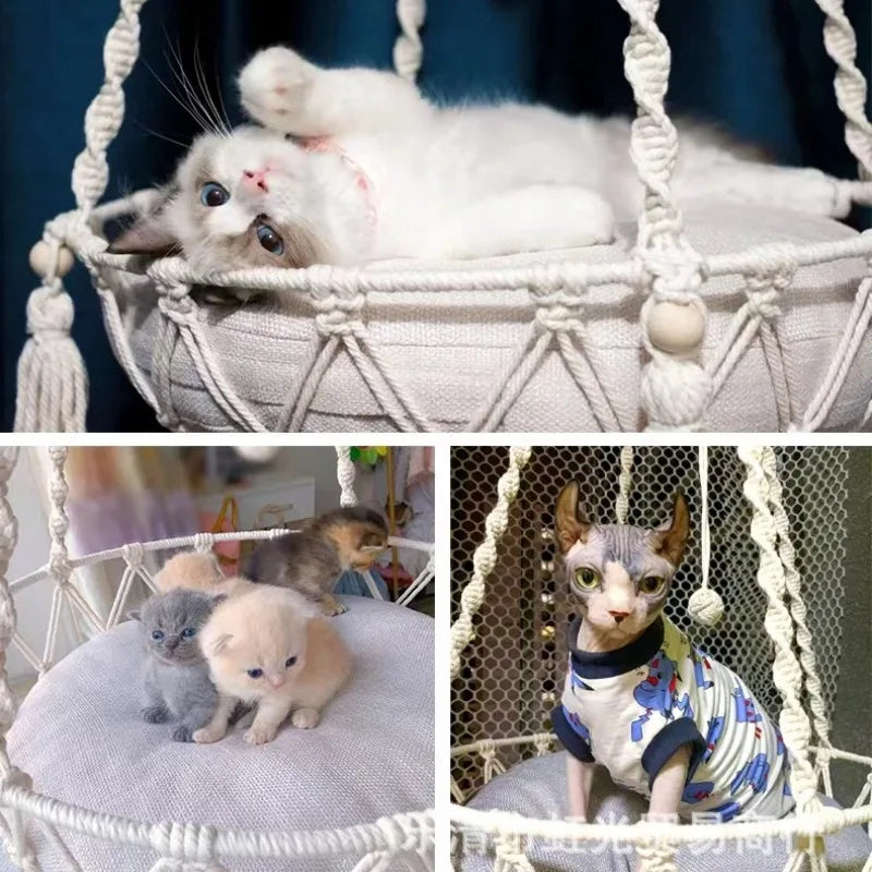 Hamaca Colgante de Algodón para Gatos