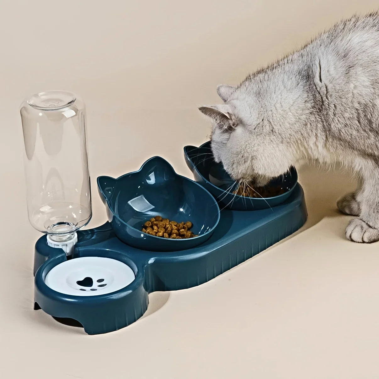 Comedero 3 en 1 con Bebedero para Gatos